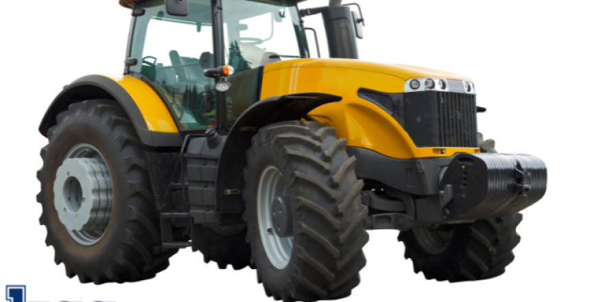 Yellow tractor for trenching